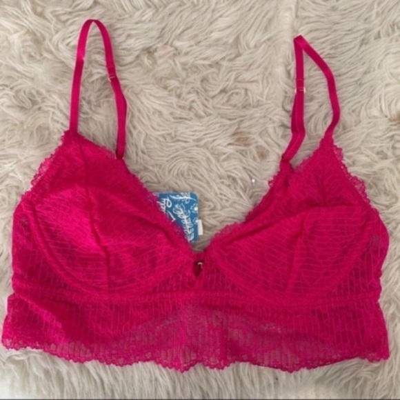 Free People pink lace Alyssa underwire bralette XS New With Tags - Picture 2 of 6